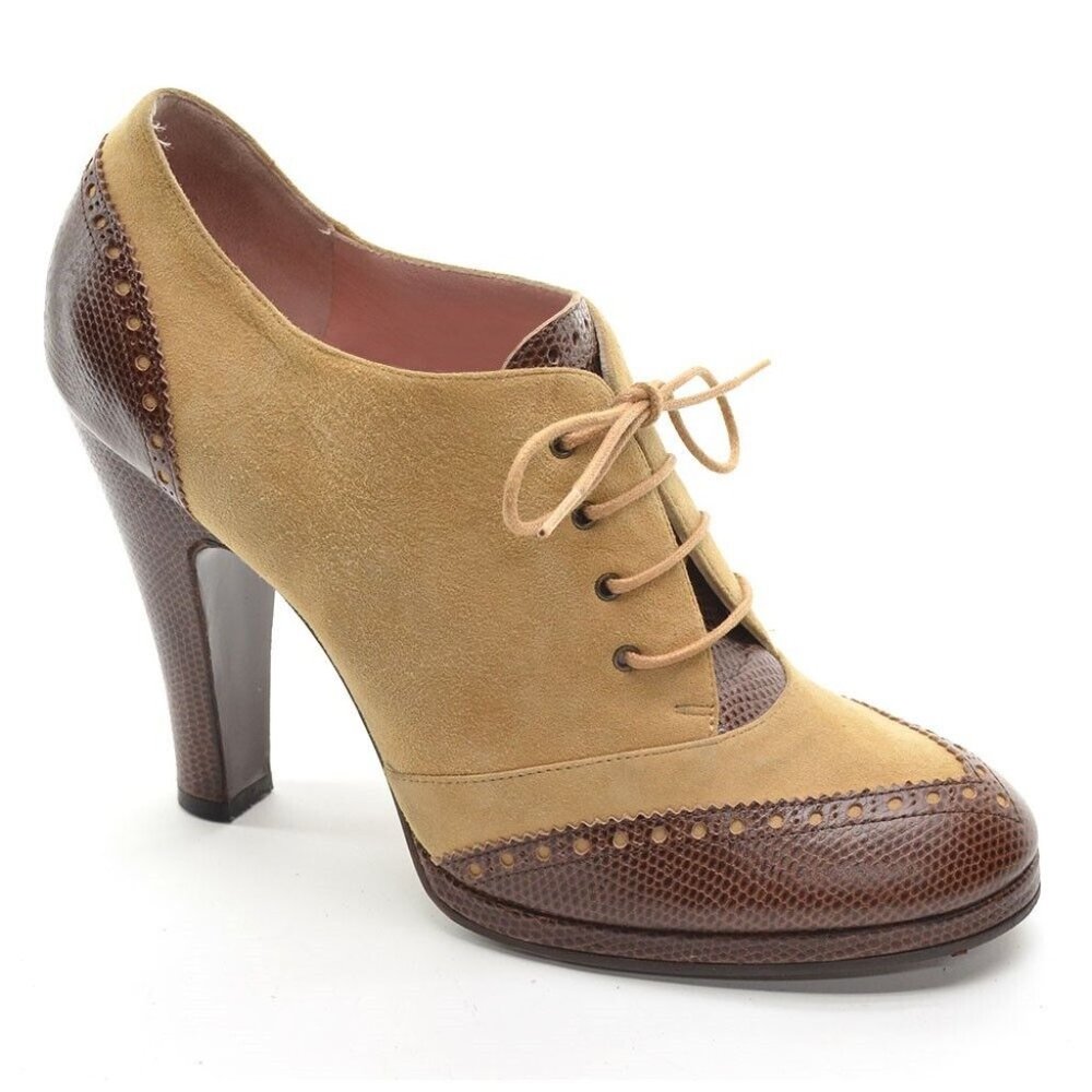 Marc Jacobs Brown Perforated Lace Up Booties Pumps 40.5